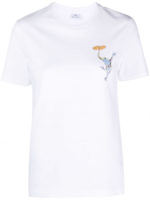 T-shirt con stampa con scollo tondo Ps Paul Smith bianco