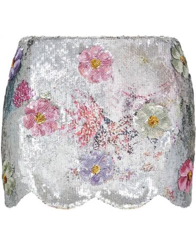 Jedwabna mini spódniczka w kwiatki Brandon Maxwell