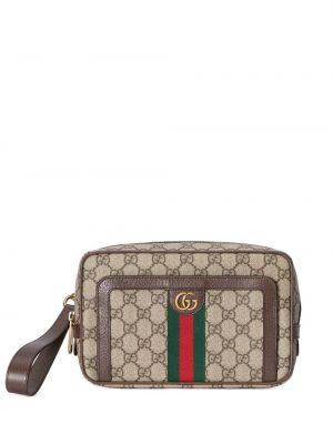 Pisemska torbica s potiskom Gucci rjava