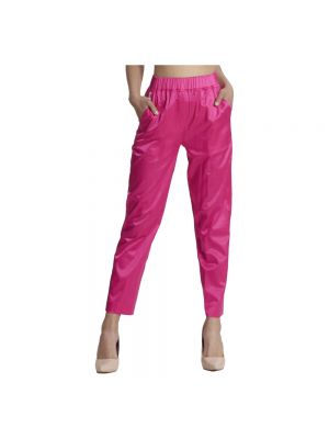 Jedwabne szerokie spodnie Jijil różowe