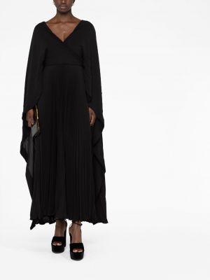 Jedwabna sukienka koktajlowa plisowana Valentino Garavani czarna