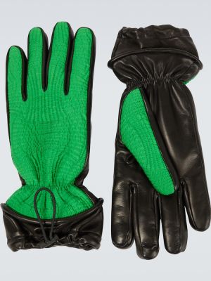 Kožené rukavice Bottega Veneta zelená