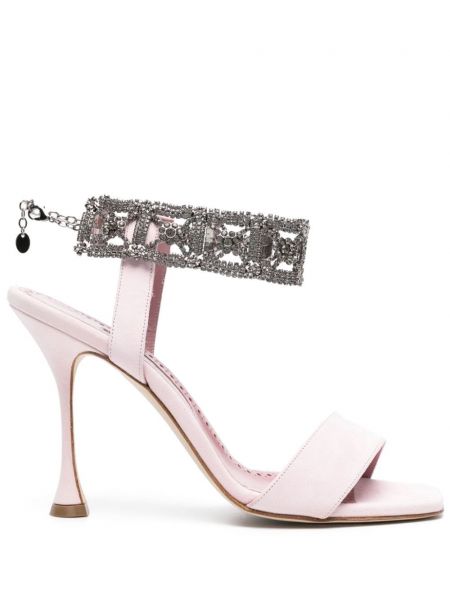 Zamšādas sandales Manolo Blahnik rozā