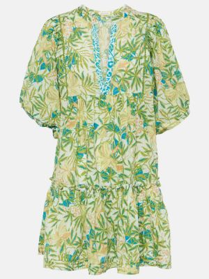 Mini robe en coton à fleurs Poupette St Barth vert