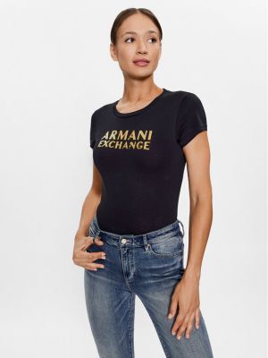 Slim fit priliehavé tričko Armani Exchange čierna