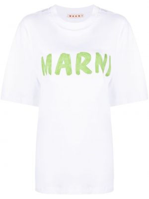 Džerzej bavlnené tričko s potlačou Marni biela