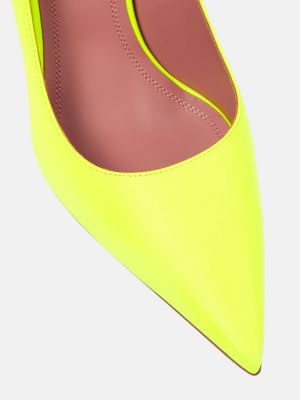 Кожени полуотворени обувки Amina Muaddi жълто