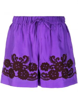 Gėlėtos šilkinės šortai P.a.r.o.s.h. violetinė