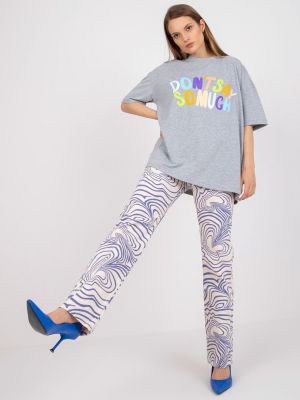 Oversize t-krekls ar apdruku ar melanža rakstu Fashionhunters pelēks