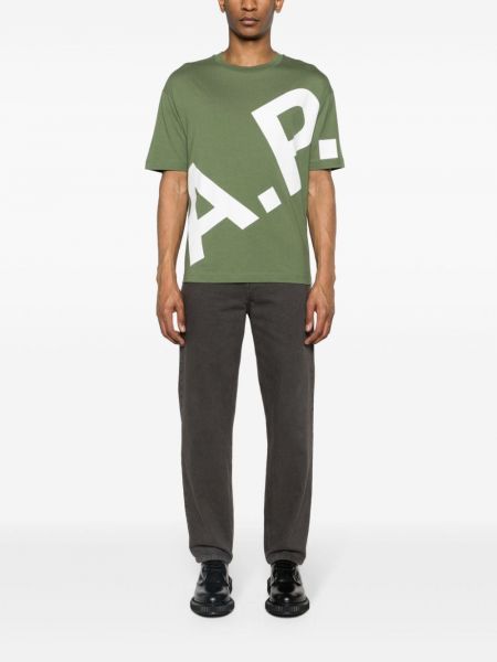 Kokvilnas t-krekls A.p.c. zaļš