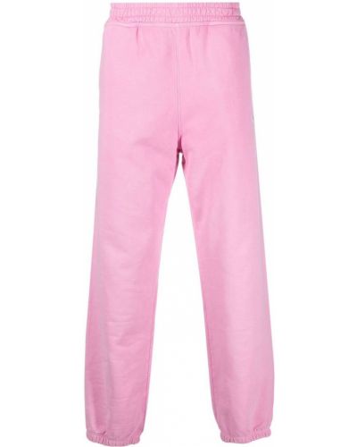 Памучни спортни панталони бродирани Stüssy розово