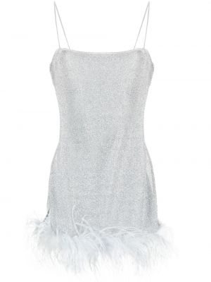 Sukienka mini w piórka Oséree srebrna