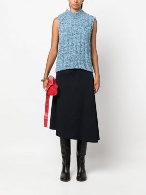 Asymetrické vlněné midi sukně Jil Sander modré