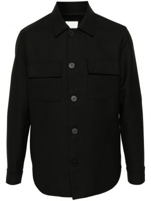 Βαμβακερό πουκάμισο Sandro μαύρο