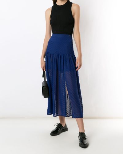 Krepové dlouhá sukně Armani Exchange modré