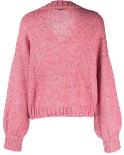 Džemperis ar v veida izgriezumu Liu Jo rozā