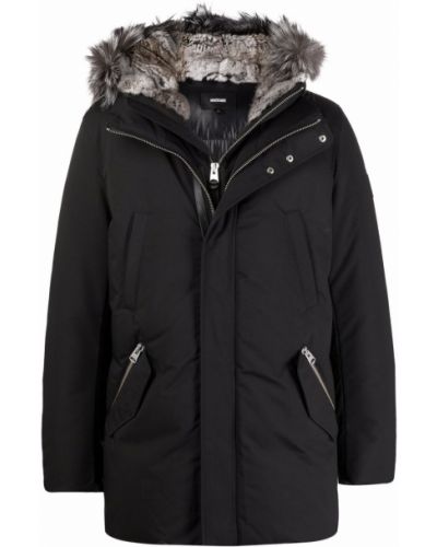 Péřová bunda s kožíškem s kapucí Mackage černá