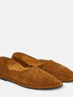 Loafers σουέντ The Row καφέ