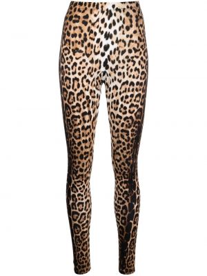 Leggings cu imagine cu model leopard Roberto Cavalli maro