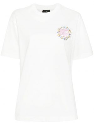 T-shirt brodé en coton à imprimé Etro blanc
