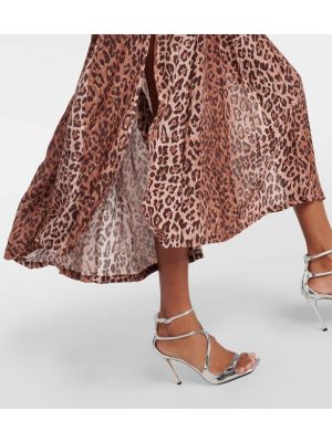 Hodvábna dlhá sukňa s potlačou s leopardím vzorom Rixo