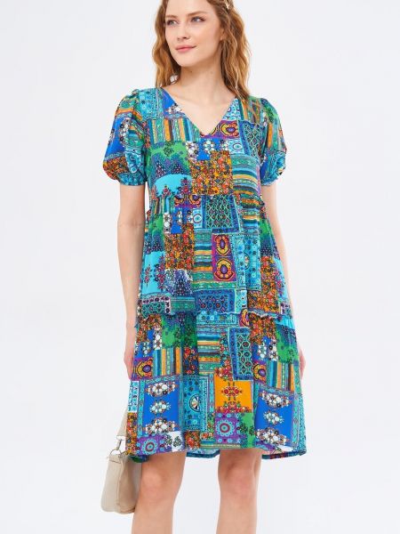 Mini haljina s printom s v-izrezom kratki rukavi Armonika