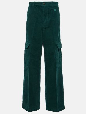 Bombažne kargo hlače iz rebrastega žameta Acne Studios zelena