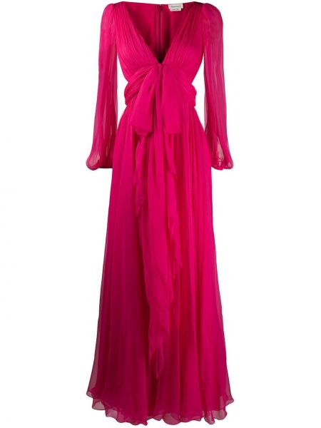 Sukienka wieczorowa z kokardą Alexander Mcqueen, różowy