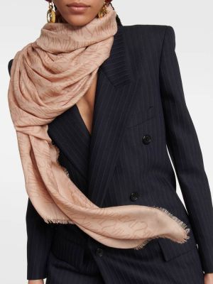 Кашемировый шарф с принтом из модала Saint Laurent бежевый