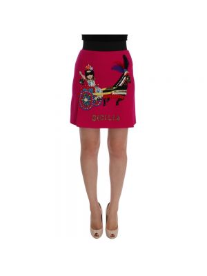 Mini spódniczka wełniana Dolce And Gabbana różowa
