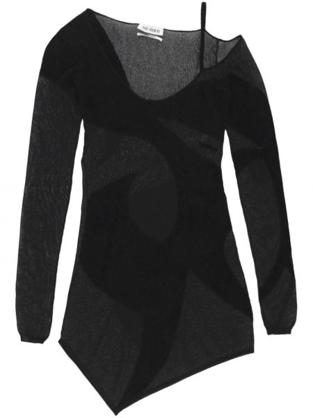 Ασύμμετρη κοκτέιλ φόρεμα με διαφανεια The Attico μαύρο