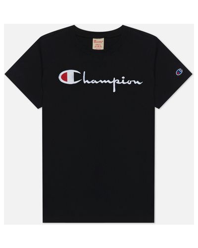 Женская футболка Champion Reverse Weave Big Logo Crew Neck Regular Fit,  , размер S - Черный