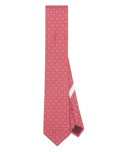 Svilena kravata s printom Ferragamo crvena