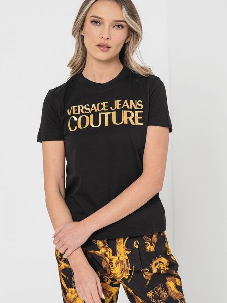 Хлопковая футболка Versace Jeans Couture желтая