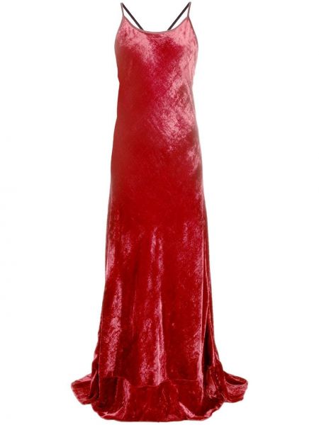 Велур коктейлна рокля без ръкави Forte_forte червено
