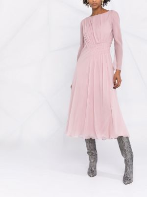 Vestido de gasa con volantes Alberta Ferretti rosa