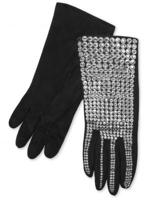 Велурени ръкавици с кристали Philipp Plein черно