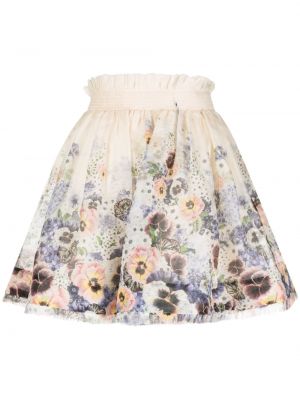 Φλοράλ φούστα mini με σχέδιο Zimmermann λευκό