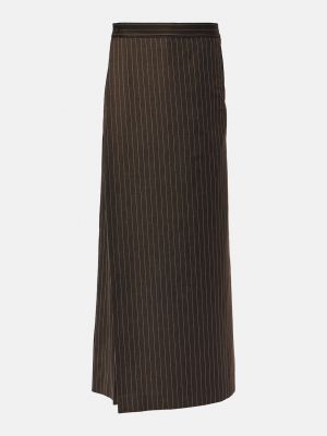 Шерстяная длинная юбка в полоску Jean Paul Gaultier коричневая