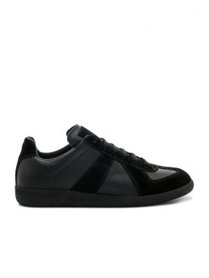 Кожаные велюровые кроссовки Maison Margiela черные