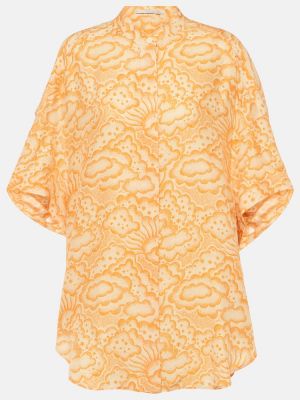 Μεταξωτή μπλούζα με σχέδιο Stella Mccartney πορτοκαλί