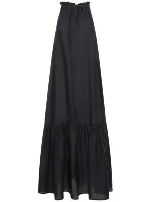 Lniana sukienka długa Asceno czarna