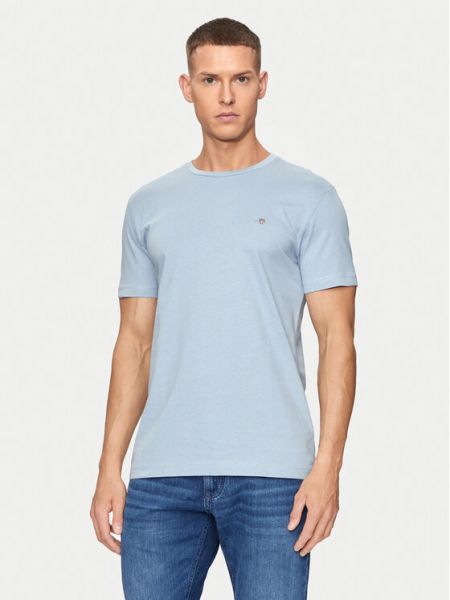 Slim fit tričko Gant modré