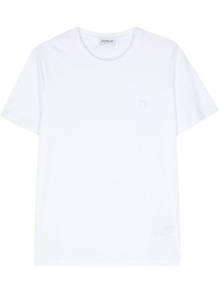 Bavlnené tričko s výšivkou Dondup biela