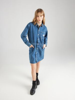 Džinsa auduma kleita Calvin Klein Jeans zils