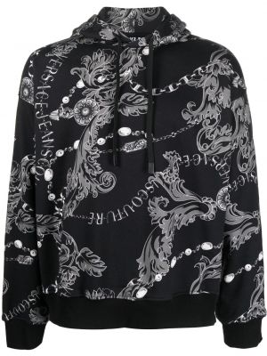 Pamut kapucnis melegítő felső nyomtatás Versace Jeans Couture fekete