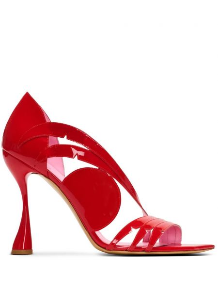 Lakované kožené sandály Balmain červené