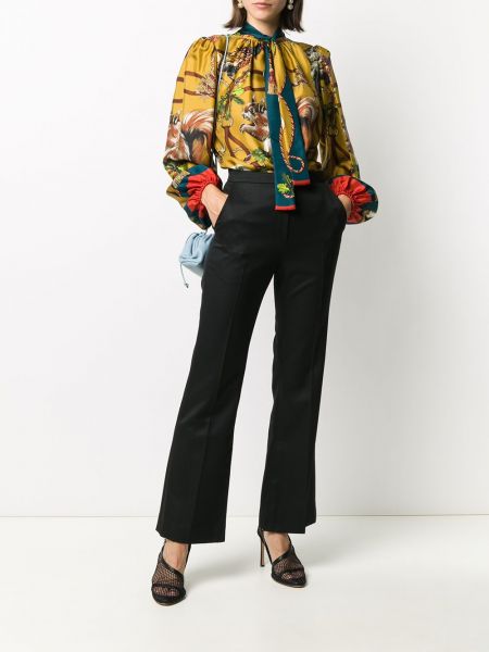 Blusa con estampado animal print Dolce & Gabbana amarillo