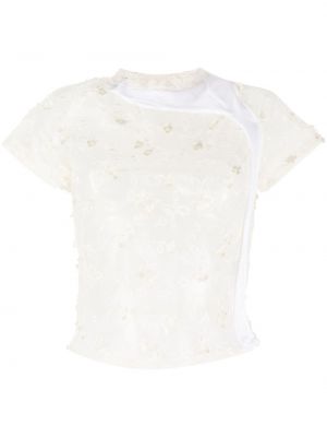 Mežģīņu caurspīdīgs t-krekls Ottolinger balts