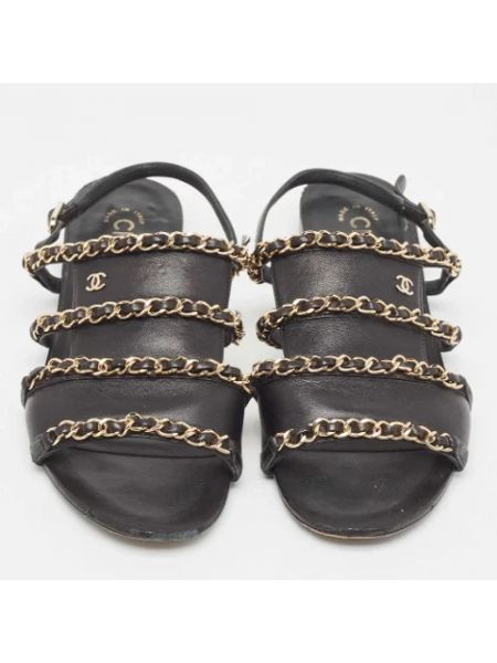 Sandalias de cuero Chanel Vintage negro